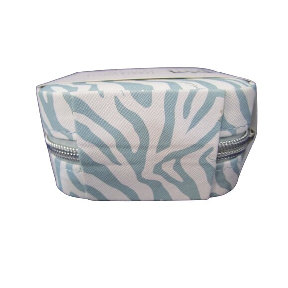 Milly Traveling Jewelry Case Blue White Zebra Print Zipper Closure Compact Size - Picture 7 of 8